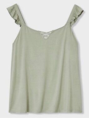 Torrid Super Soft Sage Green Ruffle Tank Top 🧚🏻